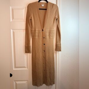 Jason Wu Wool Cashmere Ribbed Maxi Dress Camel XS Button Front